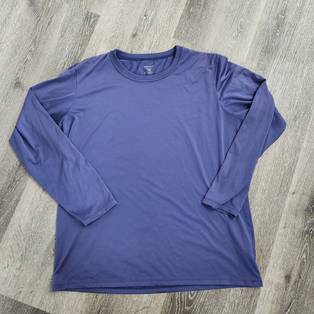 Patagonia Capilene Mens Large Blue Long Sleeve Base Layer Shirt USA Made
